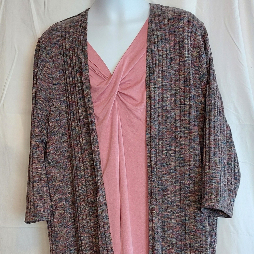 Lane Bryant Gray Multi Duster Cardigan 18 20 2X - Picture 3 of 7